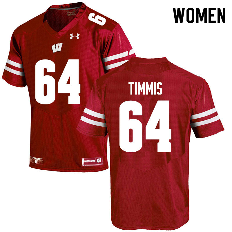 Women #64 Sean Timmis Wisconsin Badgers College Football Jerseys Sale-Red - Click Image to Close